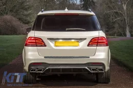 Difusor tipo GLE63 con salidas cromadas para parachoques trasero A Design adecuado para Mercedes GLE W166 2015-2019 -oo--oo-, con moldura cromada-image-6148837