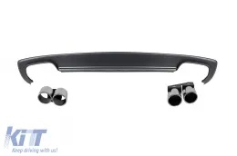 image-46-Difusor tipo S4 con puntas cromadas adecuado para parachoques trasero S-line para Audi A4 sedán 2012-2015 -oo--oo-