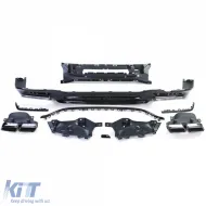 Difusor trasero deportivo con dobles salidas de escape negras adecuado para Mercedes S-Class W222 17-20-image-6191386