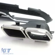 Difusor trasero deportivo con salidas de escape cromadas adecuado para Mercedes C W205 S205 sedán 14-18-image-6196504