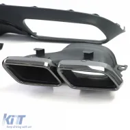 Difusor trasero deportivo con salidas de escape negras adecuado para Mercedes C C205 Coupe 15-18-image-6196707