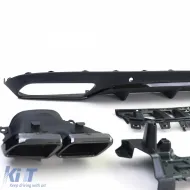 Difusor trasero deportivo con salidas de escape negras adecuado para Mercedes C C205 Coupe 15-18-image-6196708