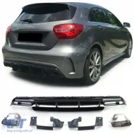 image-30-Difusor trasero deportivo con salidas de escape negras adecuado para Mercedes A-Class W176 desde el 15