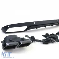 Difusor trasero deportivo con salidas de escape negras adecuado para Mercedes W205 sedán 14-18-image-6203140