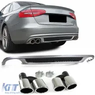 image-61-Difusor trasero deportivo con salidas dobles a ambos lados, adecuado para Audi A4 B8 07-11