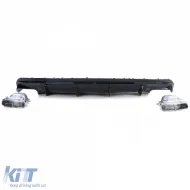 Difusor trasero deportivo negro brillante con salidas de escape cromadas adecuado para Mercedes CLA C117 16-19-image-6192309