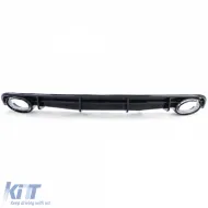 Difusor trasero deportivo negro brillante con salidas de escape cromadas adecuado para Audi A6 C7 4G 14-18-image-6197728