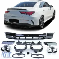 image-31-Difusor trasero deportivo negro brillante con salidas de escape cromadas adecuado para Mercedes CLA C118 X118