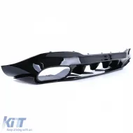 Difusor trasero negro brillante + dobles salidas de escape cromadas adecuado para Mercedes CLA C118 X118-image-6257372