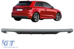 Difusor trasero para Audi A3 8V Hatchback Sportback 2012-2015 S3 Look Gris Plata-image-6051913