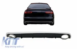 image-3-Difuzor stražnjeg branika prikladan za Audi A6 C7 4G Limuzina Avant (2010-2014) s vrhovima Vrhovi auspuha Prednja ralica/spojler branika Dizjan