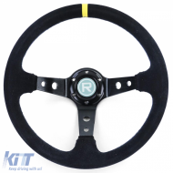 Dish-shaped sports steering wheel TYPE 3 genuine suede black 350mm for Momo Sparco - ODCAAR6013065
