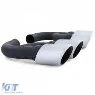 Doble salida de acero inoxidable plateado, adecuada para Porsche Cayenne 92A 3.0 Diesel 10-14-image-6192045