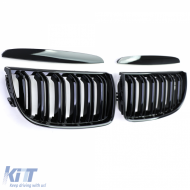 Doppelrippen-Nierengrill, Performance, glänzend schwarz, geeignet für BMW 3er E90 E91 2005-2008-image-6192337