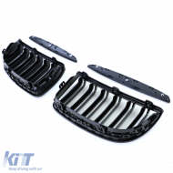 Doppelrippen-Nierengrill, Performance, glänzend schwarz, geeignet für BMW 3er E90 E91 2005-2008-image-6192341