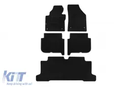 image-59-Doppelschicht-Teppichfußmatten geeignet für VW Touran 2007-2015, mit 7 Sitzen, mit ovalen Öffnungen, Set von 5 Stück, schwarz