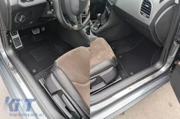 Doppelschichtige Teppichfußmatten geeignet für Seat Leon Kombi, Schrägheck 2012-2020, aus Rex-Gewebe, Set mit 4 Stück, schwarz-image-6240457