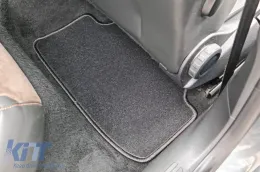 Doppelschichtige Teppichfußmatten geeignet für Seat Leon Kombi, Schrägheck 2012-2020, aus Rex-Gewebe, Set mit 4 Stück, schwarz-image-6240459