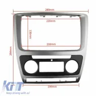 Double DIN (2DIN) Facia Plate suitable for Skoda Octavia 1Z 09-13 With Automatic AC Black Silver 1 pc-image-6301350