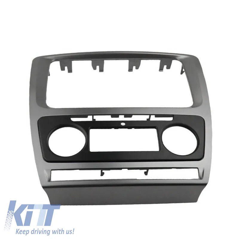 Double DIN (2DIN) Facia Plate suitable for Skoda Octavia 1Z 09-13 With Automatic AC Black Silver 1 pc