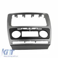 Double DIN (2DIN) Facia Plate suitable for Skoda Octavia 1Z 09-13 With Automatic AC Black Silver 1 pc-image-6301351
