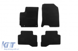 Double-layer carpet floor mats by Petex, Rex fabric suitable for Hyundai Kona hybrid 2019-2023, set of 4 pieces, black - ABFMH6021704