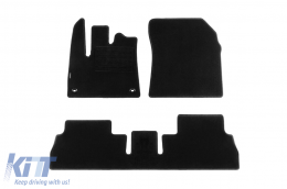 Double-layer carpet floor mats by Petex, Rex fabric suitable for Citroen Berlingo after 2019, 5 seats, set of 3 pieces, black - ABFMC6021709