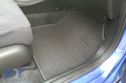 Double-layer carpet floor mats suitable for Honda Jazz 2008-2015 by Petex, Rex fabric, set of 4 pieces, black-image-6240608