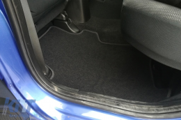 Double-layer carpet floor mats suitable for Honda Jazz 2008-2015 by Petex, Rex fabric, set of 4 pieces, black-image-6240609