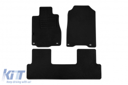 Double-layer carpet floor mats suitable for Honda CR-V 2012-2018, made of Rex fabric, set of 3 pieces, black - ABFMH6022025