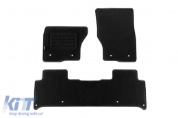 Double-layer carpet floor mats suitable for Land Rover Discovery after 2017, made of Rex fabric, set of 3 pieces, black - ABFMLR6021816