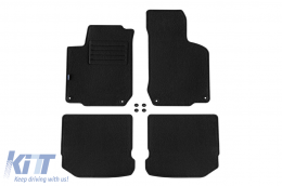 Double-layer carpet floor mats suitable for Seat Toledo, Leon 1999-2005, made of Rex fabric, set of 4 pieces, black - ABFMS6021693