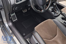 Double-layer carpet floor mats suitable for Seat Leon hatchback, estate 2012-2020, made of Rex fabric, set of 4 pieces, black-image-6240458