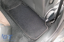 Double-layer carpet floor mats suitable for Seat Leon hatchback, estate 2012-2020, made of Rex fabric, set of 4 pieces, black-image-6240459