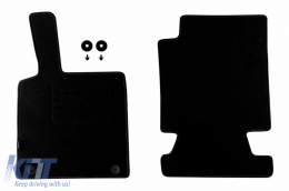 Double-layer carpet floor mats suitable for Smart ForTwo 2007-2014 by Petex, Rex fabric, set of 2 pieces, black - ABFMS6021711