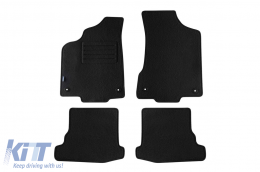 Double-layer carpet floor mats suitable for VW Polo 2000-2001, made of Rex fabric, set of 4 pieces, black - ABFMV6021737