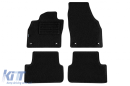 Double-layer carpet floor mats suitable for VW Polo after 2017, T-Cross after 2019, made of Rex fabric, set of 4 pieces, black - ABFMV6021744