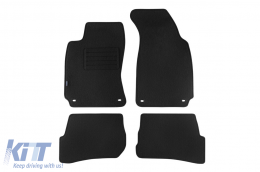 Double-layer carpet floor mats suitable for VW Passat 2001-2005, made of Rex fabric with oval openings, set of 4 pieces, black - ABFMV6022059