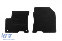 Double-layer carpet floor mats suitable for Hyundai Kona Electric 2018-2023, made of Rex fabric, set of 4 pieces, black-image-6239511