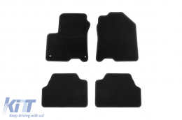 Double-layer carpet floor mats suitable for Hyundai Kona Electric 2019-2023, made of Rex fabric, set of 4 pieces, black - ABFMH6021703