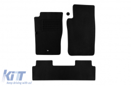 Double-layer carpet floor mats suitable for Nissan Patrol Y61 1998-2009 long wheelbase, made of Rex fabric, set of 3 pieces, black - ABFMN6021718