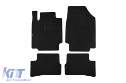 Double-layer carpet floor mats suitable for Nissan Micra 2003-2010, 5 doors, set of 4 pieces, black, by Petex, Rex fabric. - ABFMN6021789