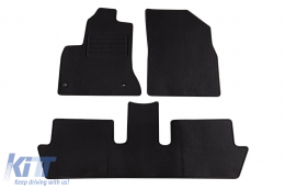 Double-layer carpet floor mats suitable for Citroen C4 Picasso 2006-2013, 5 seats, set of 3 pieces, black, by Petex, Rex fabric. - ABFMC6021884