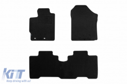 Double-layer carpet floor mats suitable for Toyota Verso S 2011-2017, made of Rex fabric, set of 3 pieces, black - ABFMT6021999