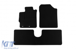 Double-layer carpet floor mats suitable for Toyota Yaris 2011-2020, 5 doors, set of 3 pieces, black, made from Rex fabric by Petex. - ABFMT6022000