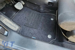 Double-layer carpet floor mats suitable for Citroen C4 Cactus after 2014, made of Rex fabric, set of 4 pieces, black-image-6240841