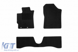 Double-layer carpet floor mats suitable for Toyota Yaris hybrid 2012-2020, made of Rex fabric, set of 3 pieces, black - ABFMT6022053