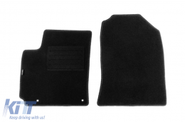Double-layer carpet floor mats suitable for Hyundai Kona 2017-2023, made of Rex fabric, set of 4 pieces, black-image-6241111