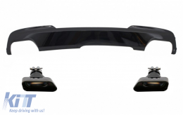 image-19-Double Outlet Air Diffuser Brilliant Black Edition with Exhaust Muffler Tips Sport M-Tech 550i V8 LCI Square suitable for BMW F10 F11 (2011-2017)