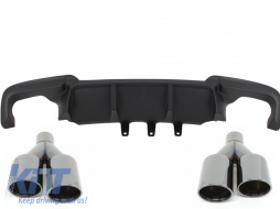Double Outlet Air Diffuser suitable for BMW 5 Series F10 F11 (2011-2017) M Sport Design with Exhaust Muffler Tips Black